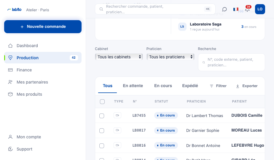 Suivi de production Labflo